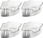 mDesign Plastic Lazy Susan Cabinet Storage Bin with Front Handle for Kitchen Countertop, Pantry, Shelf, Fridge Organization - Hold Food, Drinks, Snacks - Ligne Collection - 4 Pack - Smoke Gray by mDesign