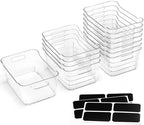 12 PACK Multi-Use Clear Plastic Storage Bins for Organizing w/Labels - Home, Kitchen, Pantry, Bathroom, Office, Cabinet Shelf Organizer Bins - SOHO Collection, RV, Fridge Organization Containers - L - Image 2