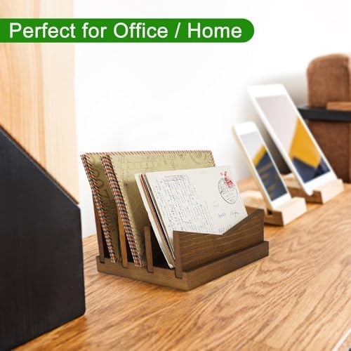 Picowe Desk Mail Organizer Wooden Mail Holder, 3 Slots Letter Holder Organizer Envelope Organizer for Home Office - Image 7
