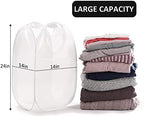 TECHMILLY Collapsible Mesh Pop Up Laundry Hamper with Sturdy Handles and Side Pocket - Portable Foldable Clothes Baskets for Dorm, Bathroom & Travel Storage (White, 3 Packs) - Image 4