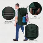 Laundry Bag with Shoulder Straps and Mesh Pocket Laundry Backpack Large Portable Laundry Hamper for College Laundromat Apartment (Green) - Image 3