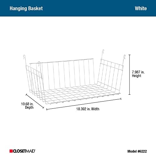 ClosetMaid Wire Hanging Shelf Basket for Storage, Organization in Closet or Pantry, No Assembly or Installation, Durable, White - Image 4