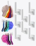 Hat Rack for Hat Storage (8-Pack), Multi-Purpose Hat Organizer, Strong Adhesive Hat Hooks for Wall Hat Organizer for Baseball Caps, Two Mounting Options Hat Hook, White by Sunfanie