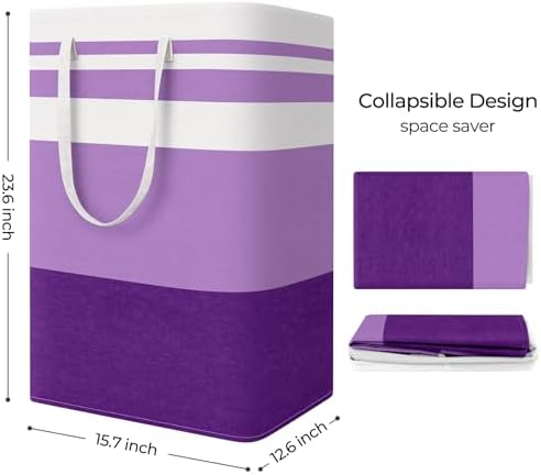 StorageRight Laundry Basket Hamper, 75L Collapsible Clothes Storage, Purple - Image 2