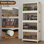 Collapsible Storage Bins with Lids and Front Doors, Heavy-Duty Stackable Plastic Organizers, Folding Utility Storage Boxes for Garage, Office, Pantry and Home (5, White, 30 Gal/Rack) - Image 7