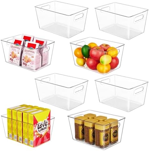 YIHONG 8 Pack Clear Storage Bins, Pantry Organizer Bins with Handle, Large by YIHONG