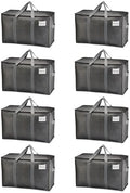 VENO 8 Pack Heavy Duty Moving Bags, Extra Large Storage Bags with Reinforced Handles & Strong Zippers, Foldable & Reusable Moving Box Alternative for Clothes & Dorm Storage by Veno