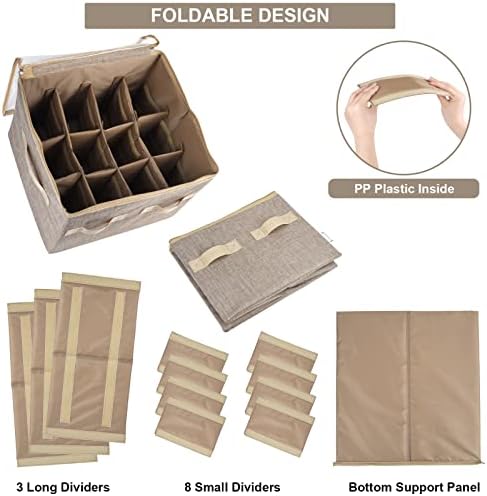 Moteph Shoe Organizer for Closet - Shoe Storage Organizer for Closet Organization with Clear Cover & Adjustable Dividers, Shoe Rack & Basket - (Light Brown, Small - 12 Pairs) - Image 4
