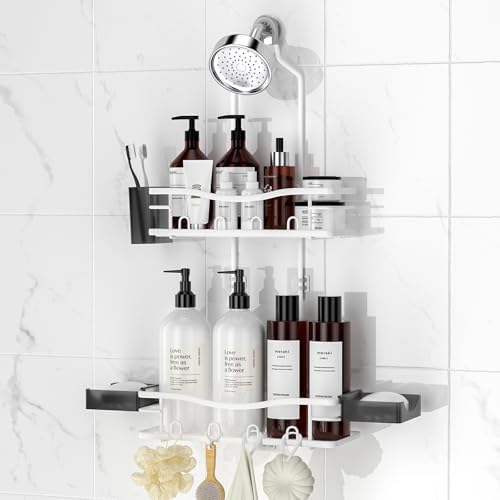 Rustproof Shower Caddy Hanging with Soap Holders for Bathroom, White by REINHARDT