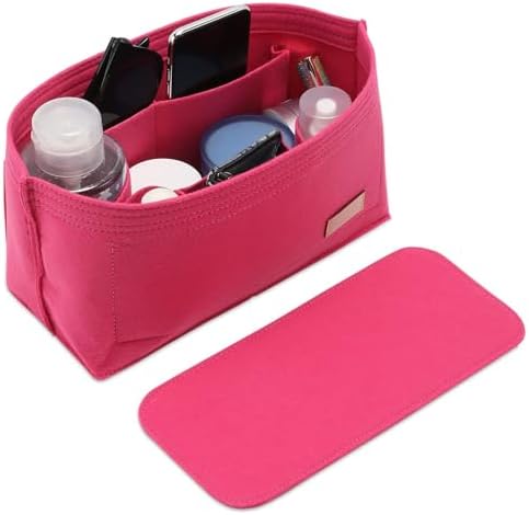 Doxo Purse Organizer Insert for Handbags & Base Shaper 2pc Set, Felt Neverfull GM Organizer Insert, Tote Bag Organizer with Zipper Pocket and Bottle Holder, Fit Neverfull GM and More, Rose-XL by Doxo