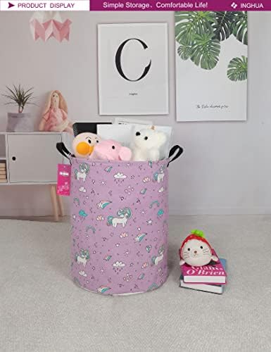 Unicorn Laundry Hamper Large Canvas Fabric Storage Basket - Image 3