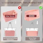 Doxo Purse Organizer Insert for Handbags & Base Shaper 2pc Set, Felt Neverfull MM Organizer Insert, Tote Bag Organizer with Zipper Pocket and Bottle Holder, Fit Speedy 30 Neverfull MM and More,Pink-L - Image 4