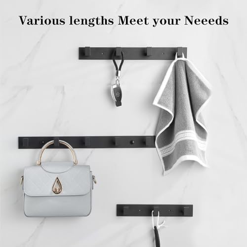 Coat Rack, Heavy Duty Stainless Steel 4 Tri Coat Hook Hanger, Wall Mounted Storage Wall Hooks, Rustic Clothes Hook/Key Hook Rail for Bathroom Kitchen Entryway(4 Hook Grey) - Image 2