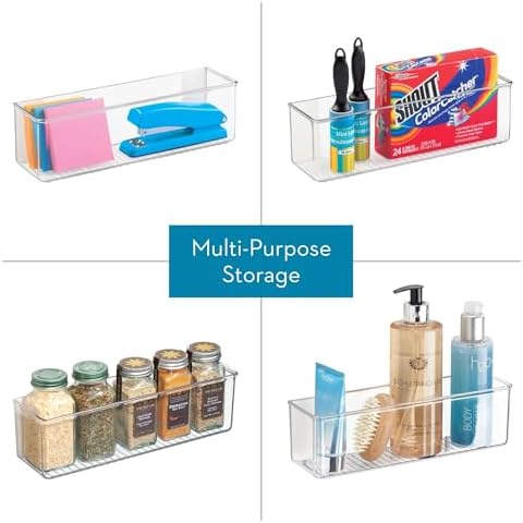 iDesign Adhesive Organizer Bin, Set of 4, Clear - Image 3