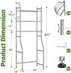 Simple Trending 3 Tier Over The Toilet Rack, Bathroom Shelves with 4 Hooks and Paper Holder, Bathroom Stand Organizer Space Saver, Chrome - Image 2