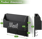 DRASTAR Mail Organizer Wall Mounted, Wooden Mail Sorter & Key Holder for Wall, Hanging Mail Organizer, Black Mail Basket for Home Office - Image 3