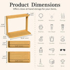 PEKER Bamboo Bathroom Organizer Countertop – Small Vanity Storage Shelf for Makeup, Perfume, Skincare – Natural Cosmetics Display Rack for Dresser, Sink, Kitchen – Natural - Image 2