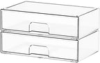 Yieach 12.1''W Clear Stackable Storage Drawers,2 Pack Acrylic Drawer Organizer for Hair Accessories,Makeup Organizers,Plastic Organizer Bins for Vanity,Bathroom,Cabinet,Desktop,Office Supply Organizer by Yieach