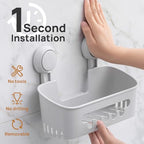 LEVERLOC Shower Caddy Suction Cup,Shower Organizer Bathroom Shelf,Grey 2pcs - Image 2