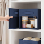 DIMJ Storage Cubes, Cube Storage Bin, 10 Pack Foldable Baskets with Window, Closet Storage Bins with Handle, 11x 11 inch Storage Cubes for Clothes, Toys, Books (Navy Blue) - Image 4