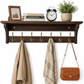 Wall Mounted Coat Rack with Shelf, Solid Wood & Bronze Metal Hooks – 31.1 Inch Entryway Organizer with 7 Hooks for Hanging Coats, Hats, Bags, Keys, Rustic Brown for Hallway，Bedroom（31.1 Inch） by Sifenma