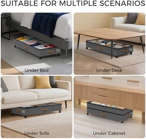 75L 4 Pack Adjustable Under Bed Storage with Wheels - Image 7