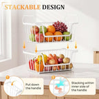 SUNALLY Stackable Storage Bins 6 Pcs Wire Baskets Freezer Organizer, White - Image 5