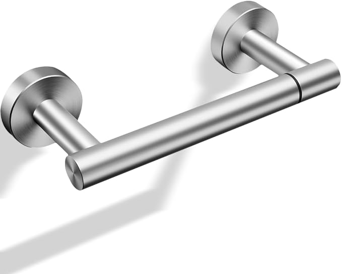 Day Moon™ Toilet Paper Holder Wall Mount, Modern Roll Holder for Bathroom, Stainless Steel Rustproof Double Post Pivoting Tissue Roll Holder for Bathroom, Classic, Brushed Nickel by DayMoonDesigns