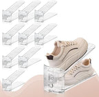 FENRUNXU 10 Pack Transparent Shoe Stacker,Shoe Slots Organizer for Closet, Shoe Display Space Saver,Adjustable Shoe Rack Organizer Holder for High Heels,Sneakers(Transparent) - Image 2
