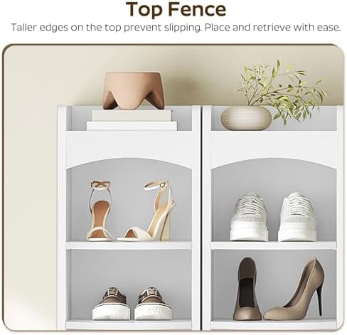 YATINEY 9-Tier Tall Shoe Rack, Wooden Shoe Storage Organizer, Narrow Shoe Cabinet with Removable Shelves for Small Spaces, Holds 9 Pairs of Shoes, for Entrance, Hallway, White SS02WT - Image 4