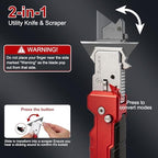 Utility Knife Scraper, 2in1 Folding Razor Blade Scraper, 10PCS Extra Blades - Image 2