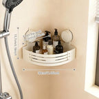 No-Drilling Corner Suction Cup Shower Caddy(1-Pack Cream White),Rust-Proof and Durable Bathroom Organizer with Towel Bar & Hooks,Modern Large-Capacity Wall-Mounted Shower Shelf - Image 4