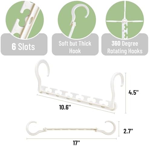 Mr. Pen- Space Saving Hangers for Clothes, 20 pcs, White | Plastic Multi Clothes Hangers Space Saving, 6 Slots, 360° Rotating Hooks - Image 3