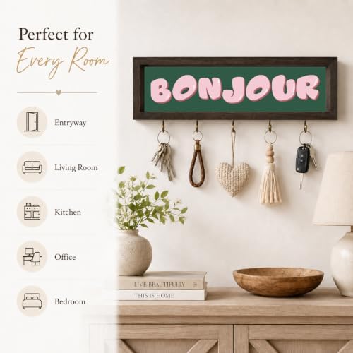 Bonjour Key Holder Wall Mount, Playful Entryway Hanging Shelf - Image 3