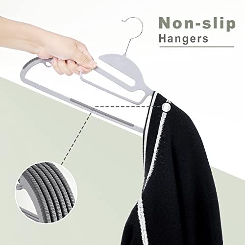 BAGAIL Plastic Hangers 50 Pack with Non-Slip Design,0.2 Inches Thick, 360°Swivel Hook Space Saving Organizer for Bedroom Closet,Shirts,Pants(Grey- S Shaped) - Image 5
