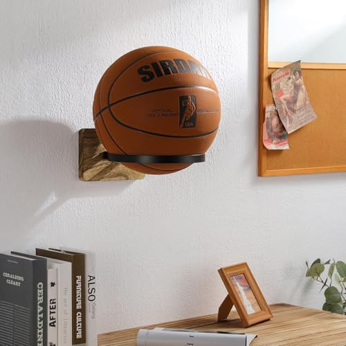 Wall Mount Basketball Holder, Ball Storage Holders Display Rack for Autograph Basketball, Football, Soccer, Volleyball Collection, Sports Accessories Organizer for Player Fans - Image 4