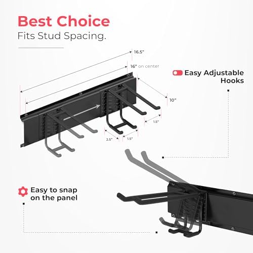 TIDYME Garage Wall Organizer, Shovel Holder Wall Mount, 64" Double Hooks - Image 3