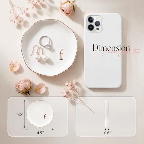 Ceramic Jewelry Tray, White Initial F Personalized Jewelry Dish - Image 2