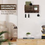Key Holder Wall Mount, Mail Organizer for Wall with 5 Square Key Hooks - Image 5