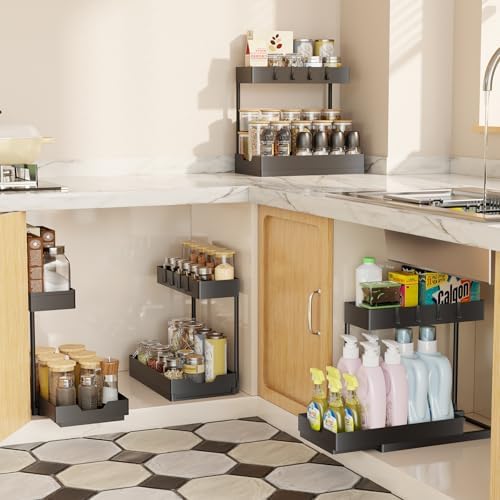 Simple Trending Under Sink Organizer 2 Pack, 2 Tier with Sliding Basket - Image 6