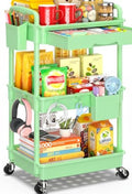SUNALLY 3 Tier Rolling Cart with Drawer, Craft Storage Cart Organizer,Green by SUNALLY