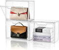 Purse Organizer for Closet,Clear Acrylic Display Case for Handbag Organizer, Purse Storage Box with Magnetic Door, Plastic Storage Bins for Book, Collectibles, Cosmetic (3 Pack) by Stebopum