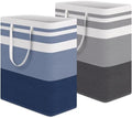 HomeHacks 2 Pack Laundry Baskets, Laundry Hampers Bags (Grey+Blue 100L) | Waterproof, Freestanding, Collapsible Clothes Hamper with Reinforced Handles in Laundry Room, Dorm, Bathroom, Bedroom by HomeHacks