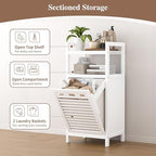 VASMIA Tilt Out Laundry Hamper,Bamboo Laundry Storage Cabinet with Shelf,10 Gal Hidden Laundry Basket Organizer for Bathroom,Laundry Room,White - Image 5