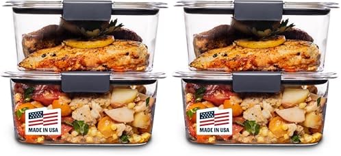 Rubbermaid Brilliance BPA-Free Food Storage Containers, Medium Deep, 4.7 Cup, Airtight & Leak-Proof, Microwave & Dishwasher Safe, 4 Count (Pack of 2) by Unknown