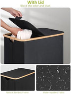efluky Double Laundry Hamper with Wheels, Divided Laundry Hamper with Removable Bags, 2 Section Dirty Clothes Basket with Handles for Bathroom, Bedroom & Laundry Room, 160L Dark Black - Image 6