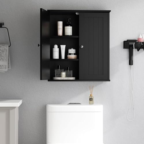 Shintenchi Bathroom Wall Medicine Cabinet, Over The Toilet Storage, Black - Image 2
