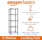 Amazon Basics 5-Shelf Tower Adjustable Storage Shelving Unit for Garage, Rust-Resistant Steel, 150 lbs Per Shelf, 16"W x 16"D x 54"H, Black - Image 4