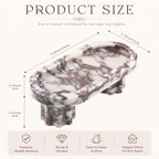 Oval Marble Vanity Tray with Pedestal Legs, Natural Stone Calacatta Viola Countertop Tray for Perfume Jewelry Candles, Footed Catchall Organizer for Bathroom Counter Coffee Table Dresser - Image 3