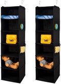 BrilliantJo 6 Shelves Hanging Closet Organizer, 2 Pack Hanging Storage with 4 Side Pockets for Clothes Shoes, 43.5"x12"x12"(Black) by BrilliantJo